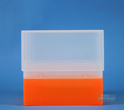 plastic-box EPPi® Box, 70mm, orange, lid with height limiter for 121mm fixed height
